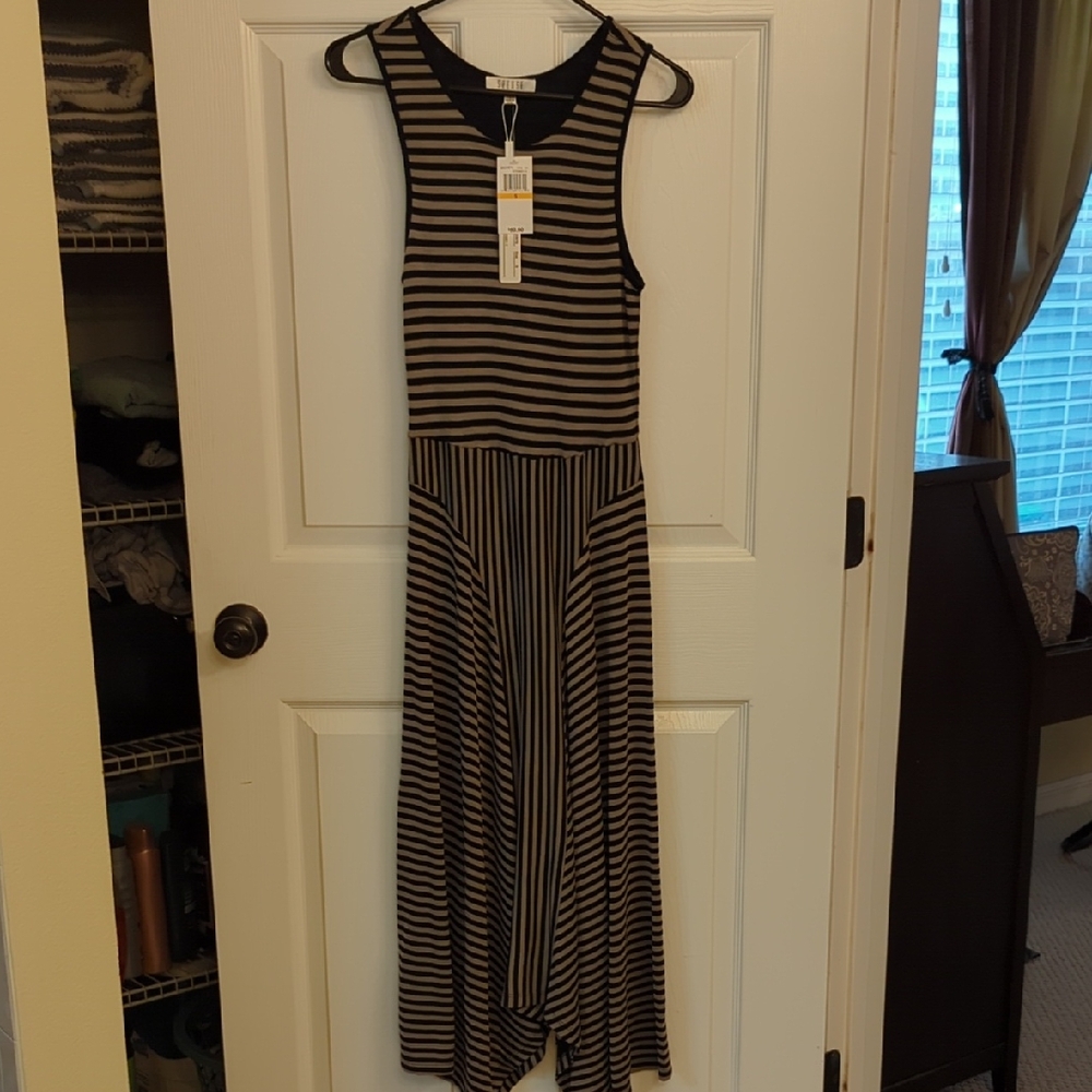 Striped Black and White Sleeveless Dress